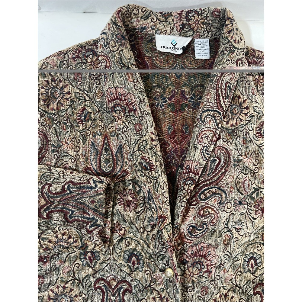 Erin‎ London Blazer Jacket Women's XL Petite Paisley Tapestry Victorian Button